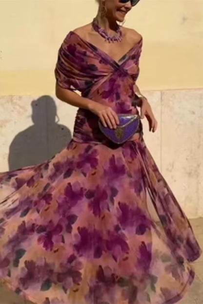Louise | Elegante abito lungo da festa con scollo a V