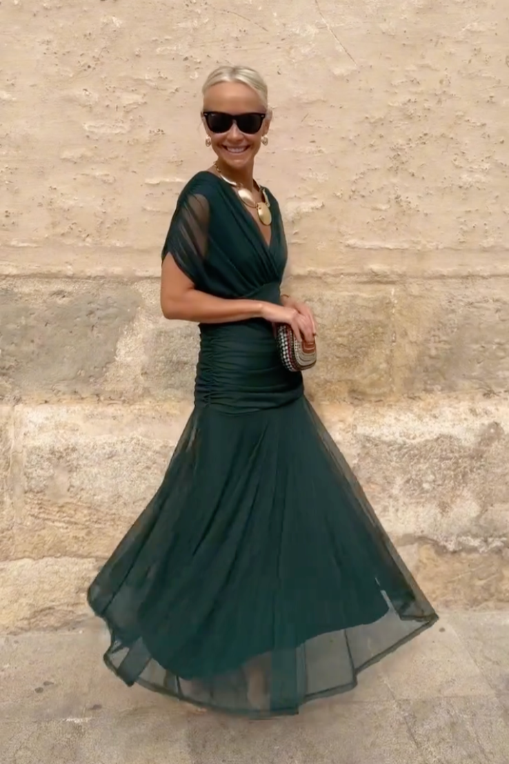 Louise | Elegante abito lungo da festa con scollo a V