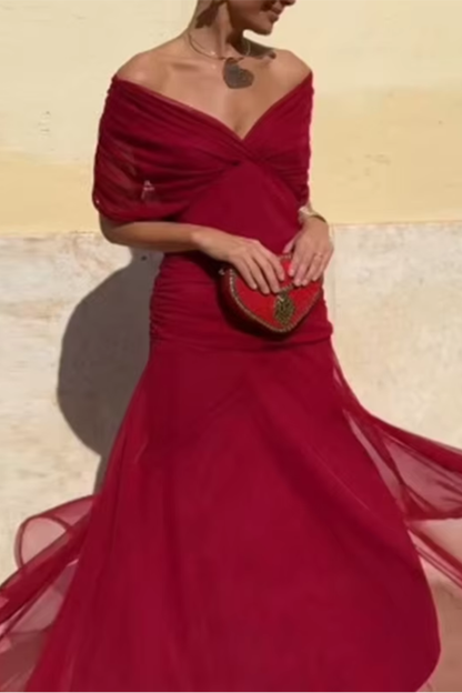 Louise | Elegante abito lungo da festa con scollo a V