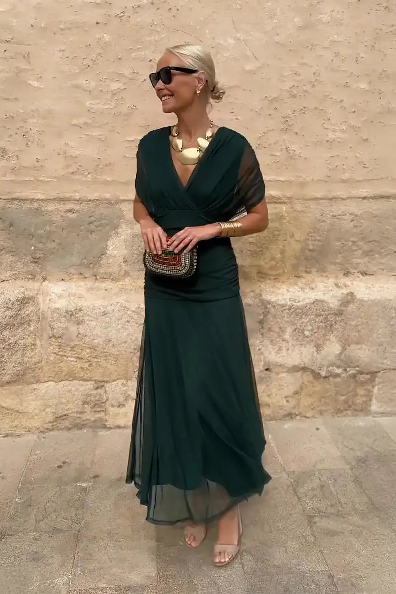 Louise | Elegante abito lungo da festa con scollo a V