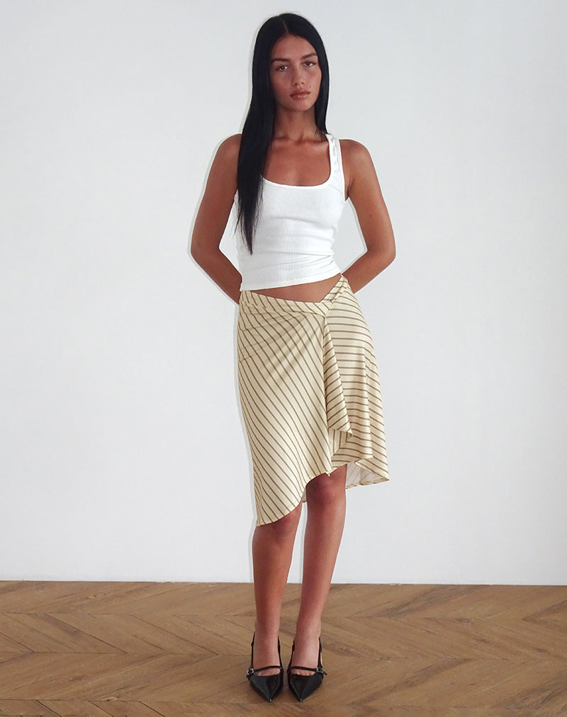 Esmeray - Gonna Midi a Righe Diagonali Gialle
