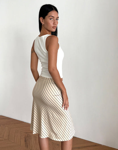 Esmeray - Gonna Midi a Righe Diagonali Gialle