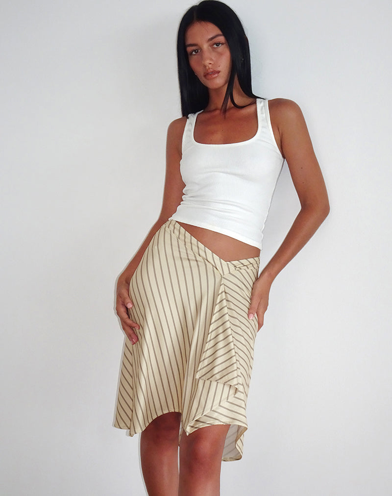 Esmeray - Gonna Midi a Righe Diagonali Gialle