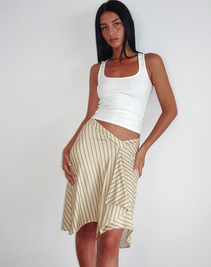 Esmeray - Gonna Midi a Righe Diagonali Gialle