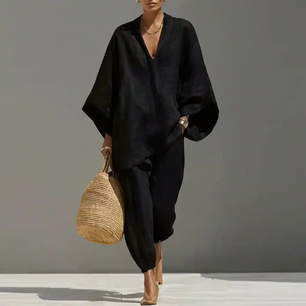 Marina | Completo Casual di Due Pezzi con Scollo a V per Donna