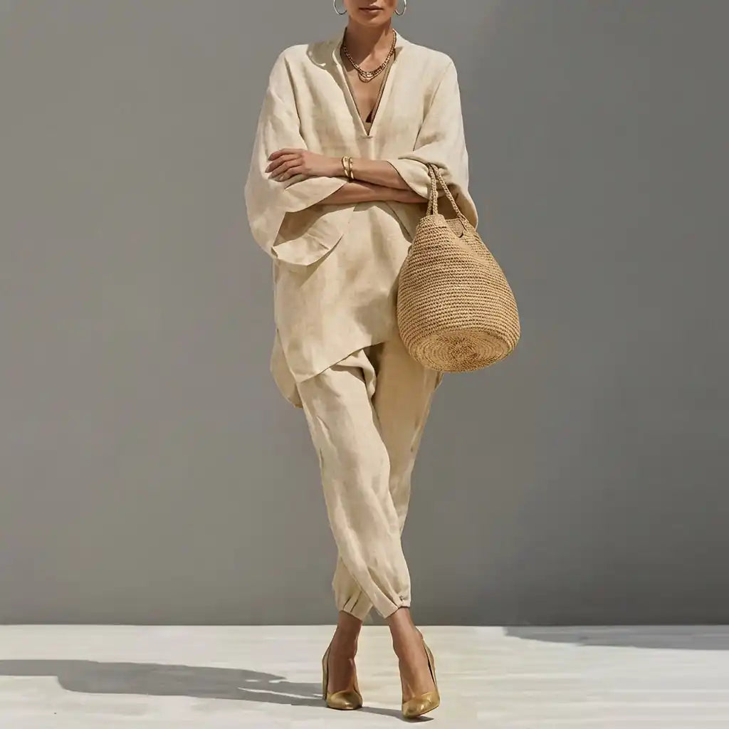 Marina | Completo Casual di Due Pezzi con Scollo a V per Donna