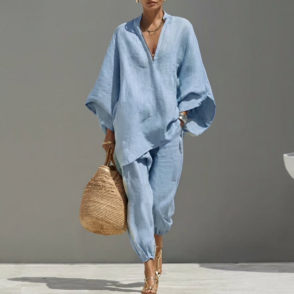 Marina | Completo Casual di Due Pezzi con Scollo a V per Donna
