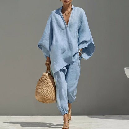 Marina | Completo Casual di Due Pezzi con Scollo a V per Donna
