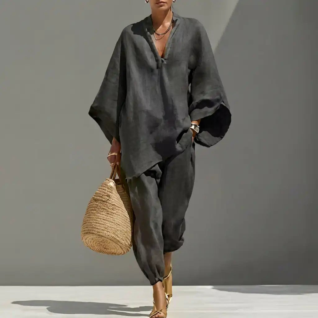 Marina | Completo Casual di Due Pezzi con Scollo a V per Donna
