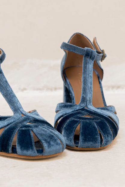 Roberta Velvet Indigo | Semišové sandály
