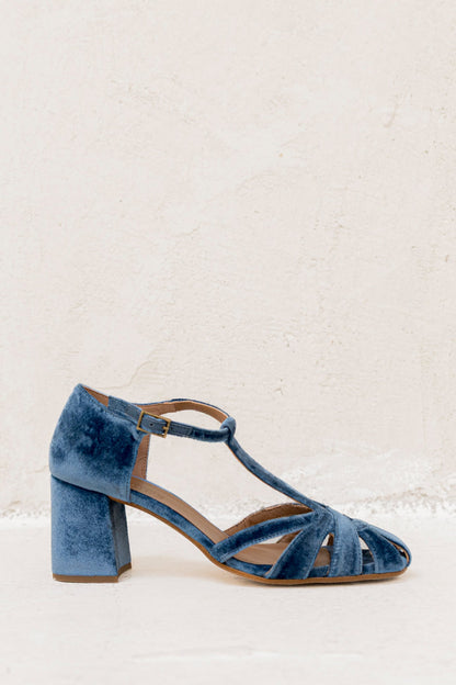 Roberta Velvet Indigo | Semišové sandály