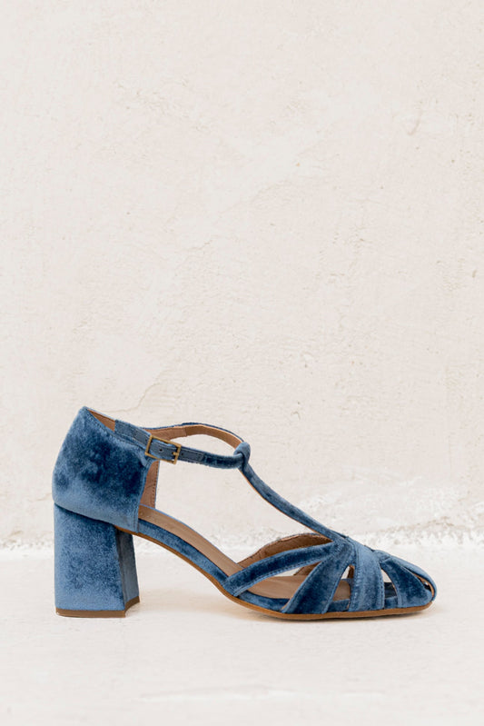 Roberta Velvet Indigo | Semišové sandály